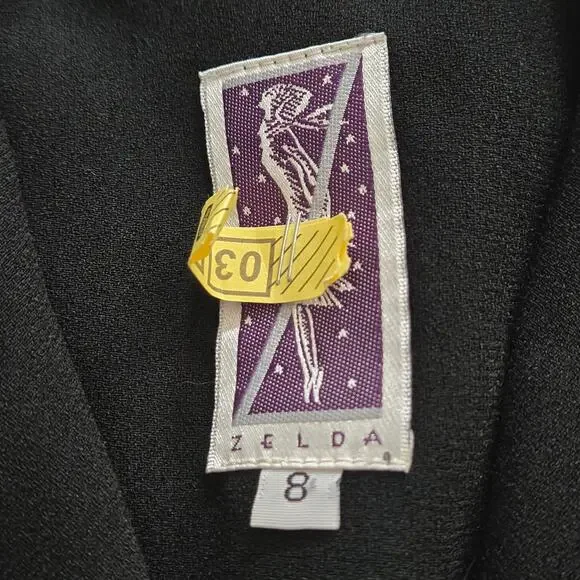 Vintage Zelda 90's Y2K Artsy Black Button-Up Jacket Soutache Trim, Size 8 - Picture 7 of 8